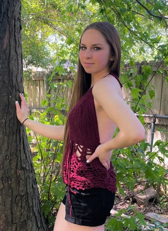 Burgandy Pineapple Halter Top