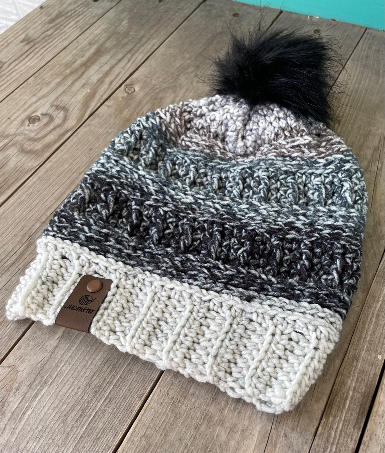 Black and White Puff Hat