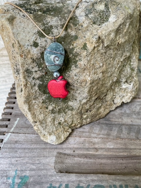 Apple and Basalt Necklace