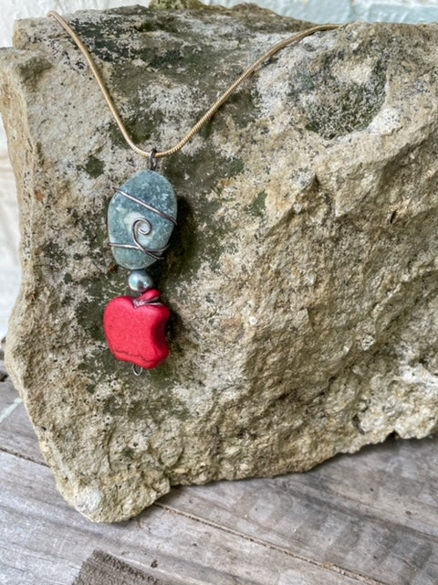 Apple and Basalt Necklace