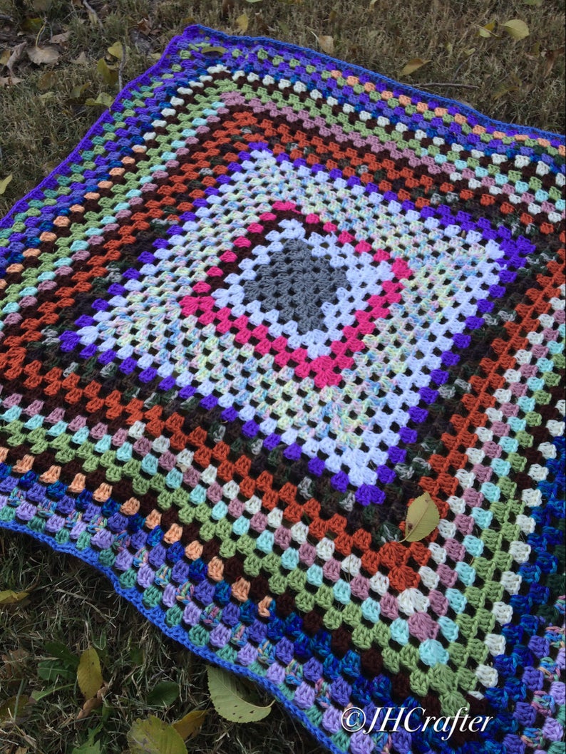 Giant Granny Square One of a Kind Lap Blanket or Baby Blanket